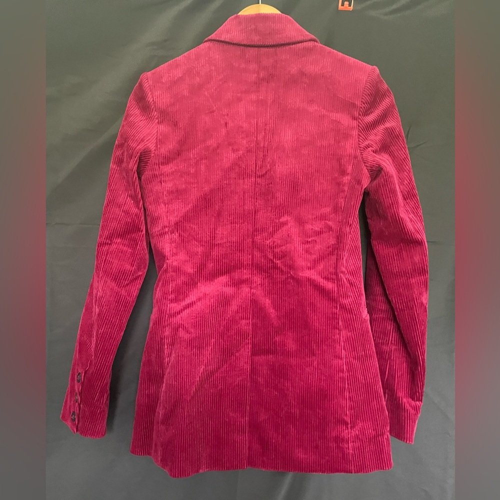 & Other Stories Burgundy Berry Corduroy Double Breasted Blazer - Picture 3 of 9